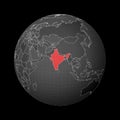 Dark globe centered to India..