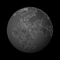 Dark globe centered to Israel.