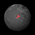 Dark globe centered to Mali..