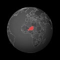 Dark globe centered to Niger.