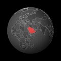Dark globe centered to Saudi Arabia.