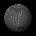 Dark globe centered to Taiwan.