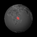 Dark globe centered to Tanzania.