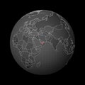 Dark globe centered to UAE.