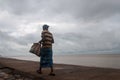 A dark and gloomy autumnal morning at Chandipur, Odisha, India Royalty Free Stock Photo