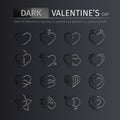 Dark Gloss Valentines Day Icons Set