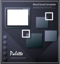 Dark, glossy rectangle spaces color mood board template