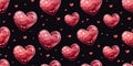 Dark, glossy seamless pattern of shiny ruby gem hearts and twinkling stars for bold packaging, textiles, and dramatic design Royalty Free Stock Photo
