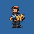 Dark Gold And Blue Pixel Art Image Delivery Man