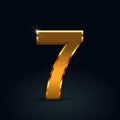 Dark gold vector number 7 isolated on black background