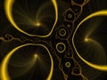 Dark golden rings diamond fractal background, abstract texture, graphics Royalty Free Stock Photo