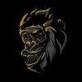 dark gorilla head illustration smile