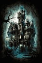 Dark Gothic castle mansion night vampire house Generative AI