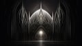 a dark gothic looking room with a light coming from the door Royalty Free Stock Photo