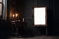 Dark gothic vertical frame mockup on wood floor