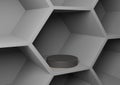 Dark graphite gray, black and white 3D rendering product display honeycomb pattern abstract background for product photography Royalty Free Stock Photo