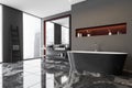 Dark gray bathroom interior with a marble floor Royalty Free Stock Photo