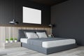 Dark gray bedroom corner with poster Royalty Free Stock Photo