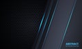 Dark gray carbon fiber background with blue luminous lines and highlights. Royalty Free Stock Photo