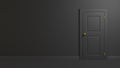 Dark gray closed door. Illustration of entrance to the room. 3D rendered image. Royalty Free Stock Photo