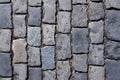 Dark gray cobblestone pavement from smooth stones as background Royalty Free Stock Photo