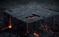 Dark Gray Cube with Glowing Orange Embers
