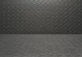 Dark gray diamond plate metal flooring and wall background Royalty Free Stock Photo