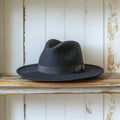 Vintage Fedora Hat on Rustic Shelf Royalty Free Stock Photo