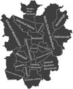 Dark gray tagged districts map of BRAUNSCHWEIG, GERMANY Royalty Free Stock Photo