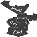 Dark gray tagged districts map of ENSCHEDE, NETHERLANDS Royalty Free Stock Photo