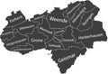 Dark gray tagged districts map of GÃâTTINGEN, GERMANY