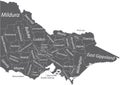 Dark gray tagged map of local government areas of VICTORIA, AUSTRALIA Royalty Free Stock Photo