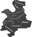 Dark gray tagged districts map of OFFENBACH AM MAIN, GERMANY