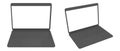 Dark gray laptop in two angles. Mockup. Isolate