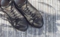 Dark gray sports men shoes Royalty Free Stock Photo