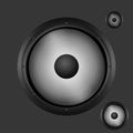 Dark gray woofer with speakers Royalty Free Stock Photo