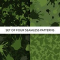 Dark green abstract camouflage repeat pattern set. Royalty Free Stock Photo