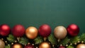 Dark green background gold and red balls at the bottom Royalty Free Stock Photo
