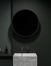 Dark green bathroom interior with sink and mirror Royalty Free Stock Photo