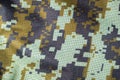 Dark green Camouflage khaki texture with pixels background. Army and military concept Royalty Free Stock Photo