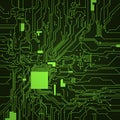 Dark green circuit board background. Vector electronic background