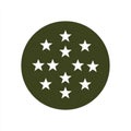 Circular Emblem With A Starburst Arrangement Of White Stars On A Dark Green Background Royalty Free Stock Photo