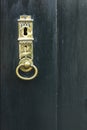 Dark green door with golden key hole Royalty Free Stock Photo