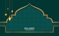 Dark green with elegant golden motif on islamic background
