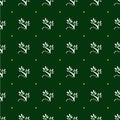 Dark Green Floral Seamless Pattern with Polka Dots Royalty Free Stock Photo