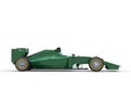 Dark Green Formula One Car - Side View Royalty Free Stock Photo