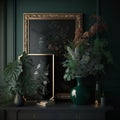 Dark Green Frames in Your Home Interior. Generative AI