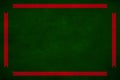 Dark green grunge texture background vignette. Red ribbon border trim. Royalty Free Stock Photo