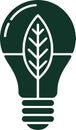Dark green light bulb with leaf inside eco idea energy saving innovation icon Royalty Free Stock Photo