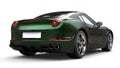 Dark green metallic fast sports car - tail view - studio shot Royalty Free Stock Photo